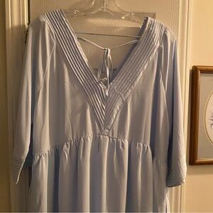 Enthro Light Blue Summer Dress Sz L. V-Neck & Tie across Back. Lining. Pullover.